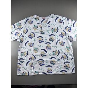 Fashion Scrubs Women's V Neck Scrub Top Size 3XL Cute Nurse Design Stitches